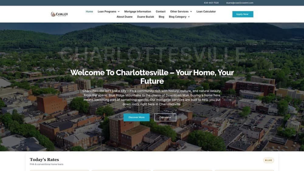 Screenshot of Cavalier Mortgage website