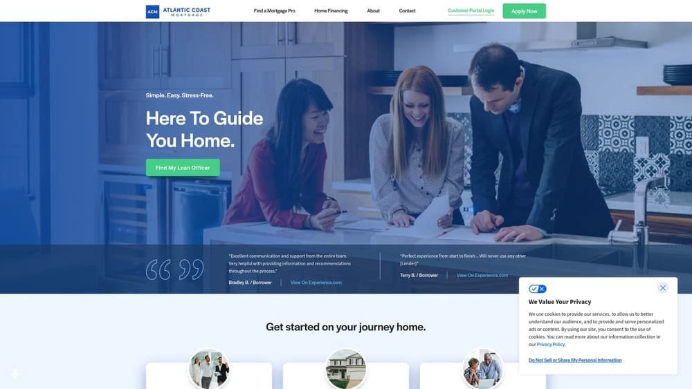 Screenshot of Atlantic Coast Mortgage website