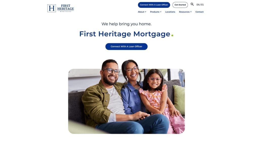 Screenshot of First Heritage Mortgage website