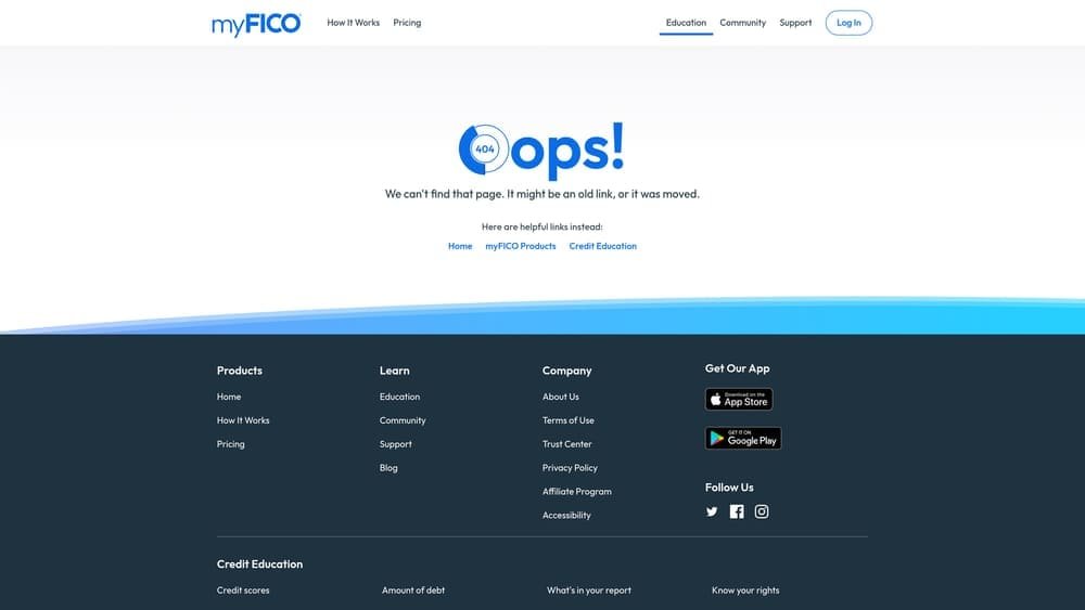 Screenshot of myFICO Credit Score Simulator website