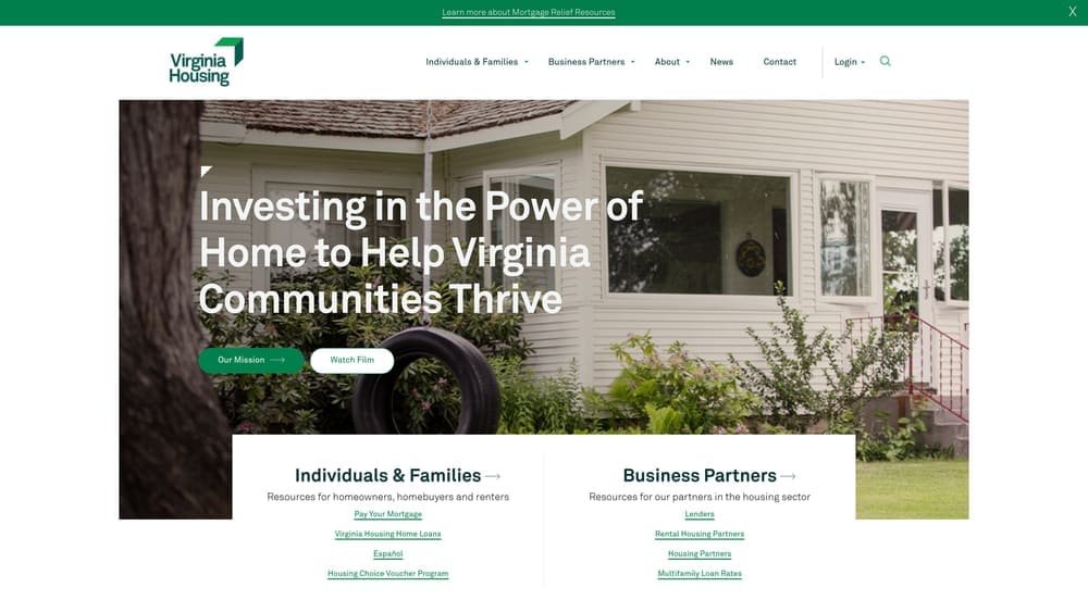 Screenshot of Virginia Housing (VHDA) website