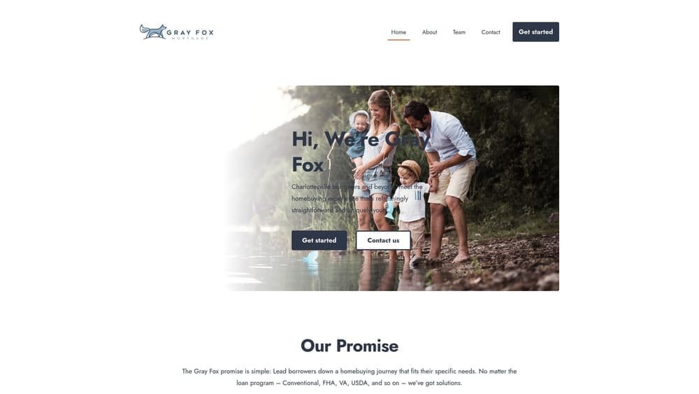 Screenshot of Gray Fox Mortgage website