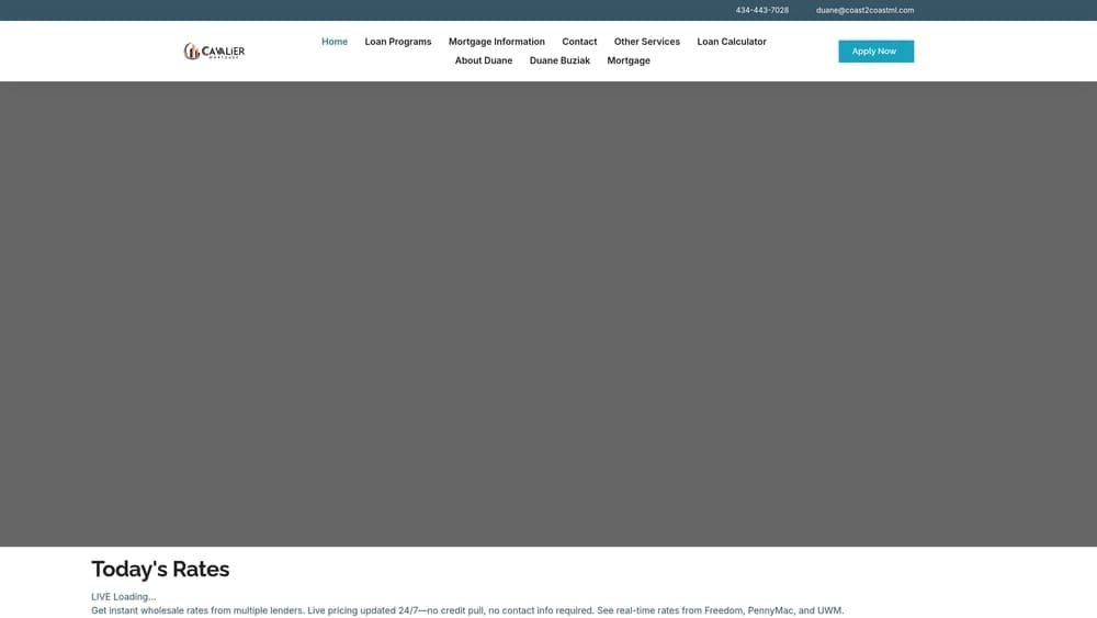 Screenshot of Cavalier Mortgage by Duane Buziak website